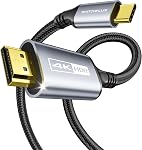USB-C à HDMI câble 6Ft [4K@60Hz] Haute vitesse USB Type C à HDMI 2.0 Cordon tressé (Thunderbolt 3/4 Compatible) pour iPhone 15 Series, MacBook Pro/Air, iPad Pro, Galaxy S8 à S23