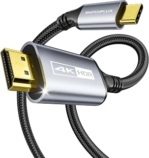 USB C to HDMI Cable 6Ft for Home Office (4K@60Hz) for Laptop | High-Speed Type C to HDMI 2.0 Braided Cord (Thunderbolt 3/4 Compatible) for iPhone 17, MacBook Pro/Air, iPad Pro, Galaxy S23