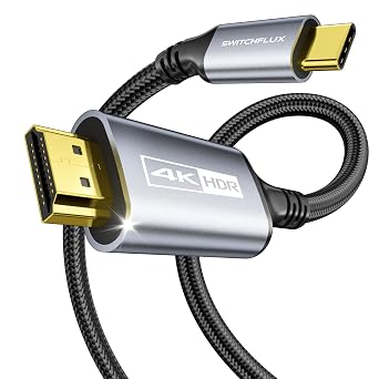 USB-C to HDMI Cable 6Ft [4K@60Hz] High-Speed USB Type C to HDMI 2.0 Braided Cord Thunderbolt 3/4 Compatible for iPhone 15 Series, MacBook Pro/Air, iPad Pro, Galaxy S8 to S23