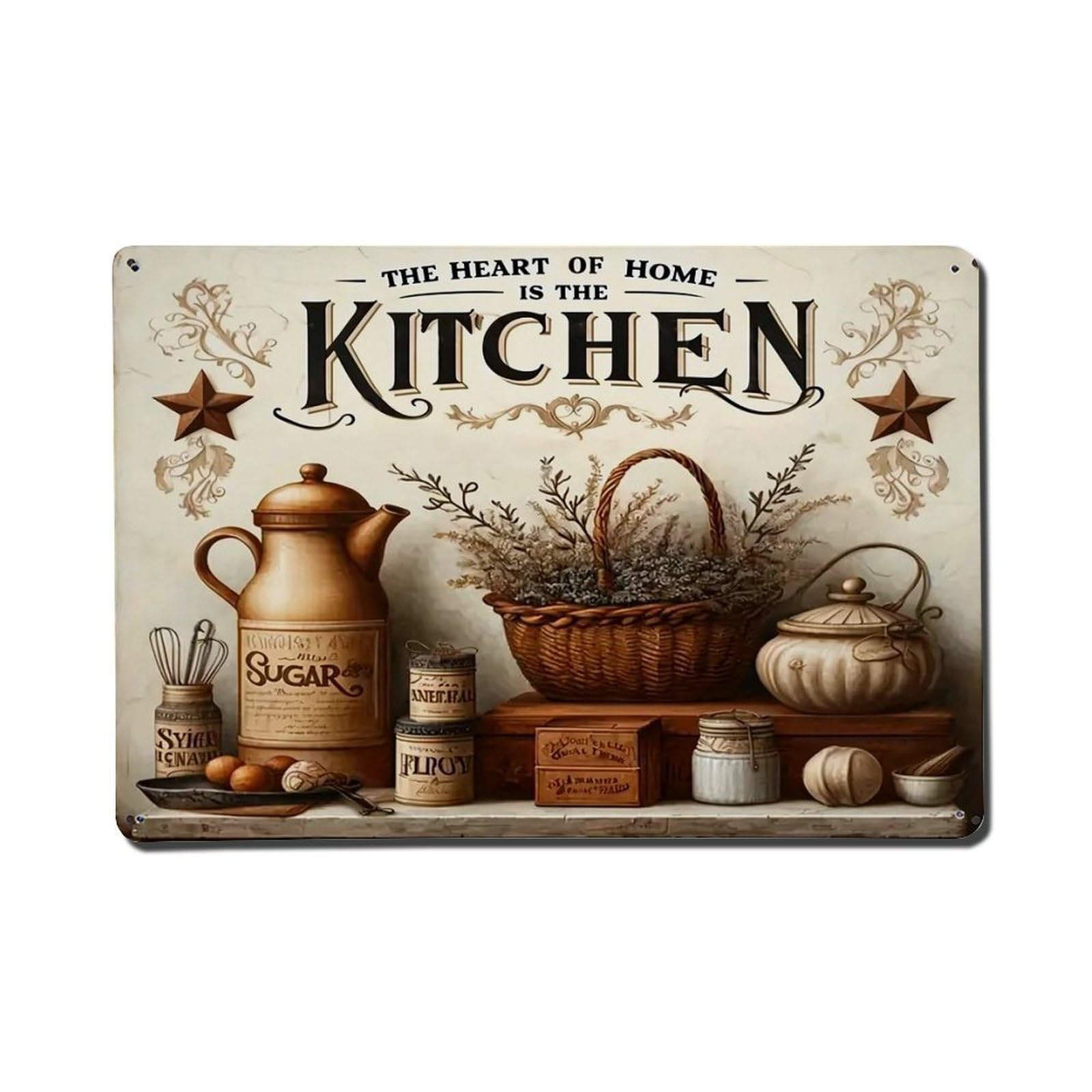 Rustic Kitchen Decor Pattern Tin Sign Metal Poster Vintage Metal Signs for Home Man Cave Bar Cafe Kitchen laundry room Wall Decorations Gift 8x12Inch