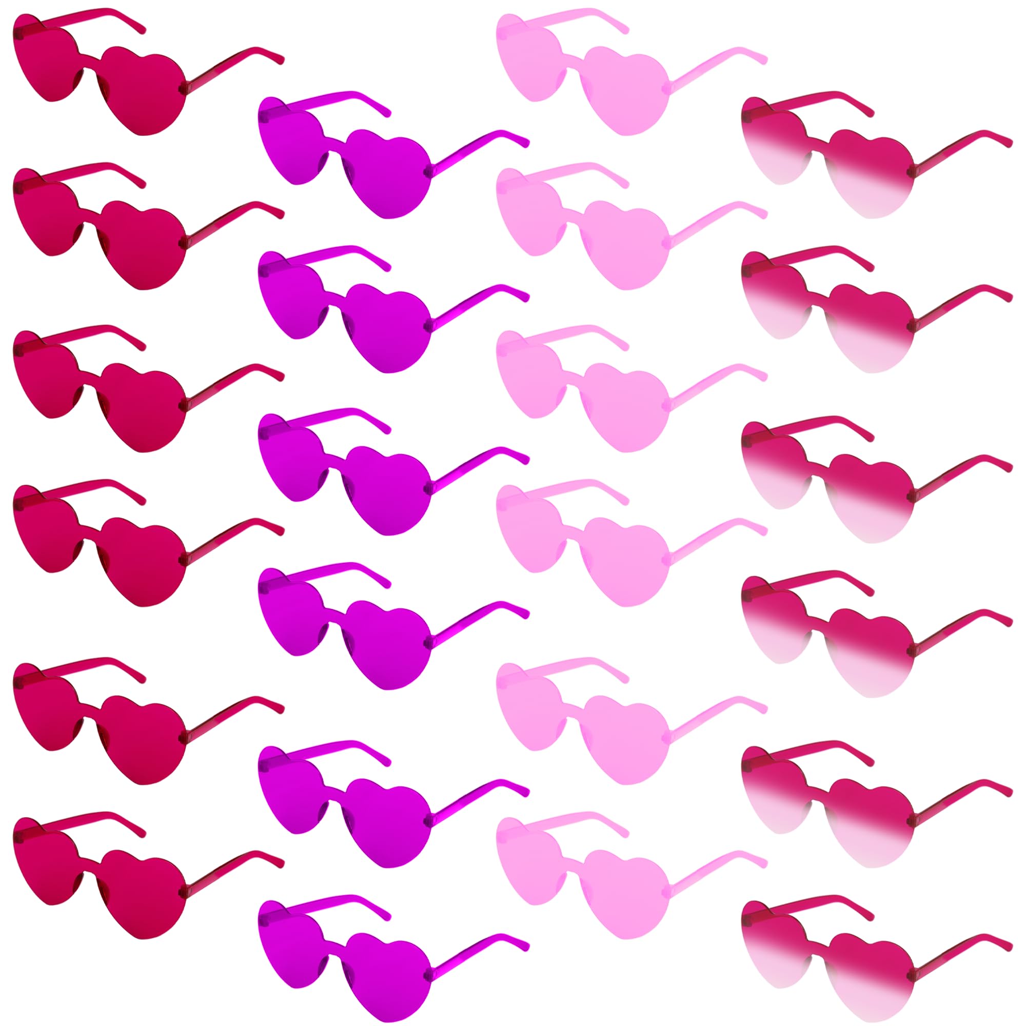 ArtCreativity Heart Glasses Pack - 24 Heart Glasses (Bulk) - Heart Shaped Glasses in 4 Colors - Heart Sunglasses for Women, Kids, Bachelorette Parties - Heart Accessories for Girls and Boys