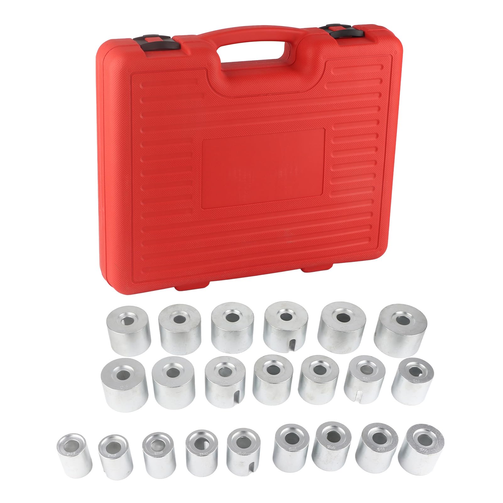 Ensemble d'outils d'insertion de Retrait de Roulement, Outil de Retrait de Roulement de Douille en Acier au Carbone, 22 Manchons de Presse, 5 Broches pour Voitures LGV Poids Lourds,