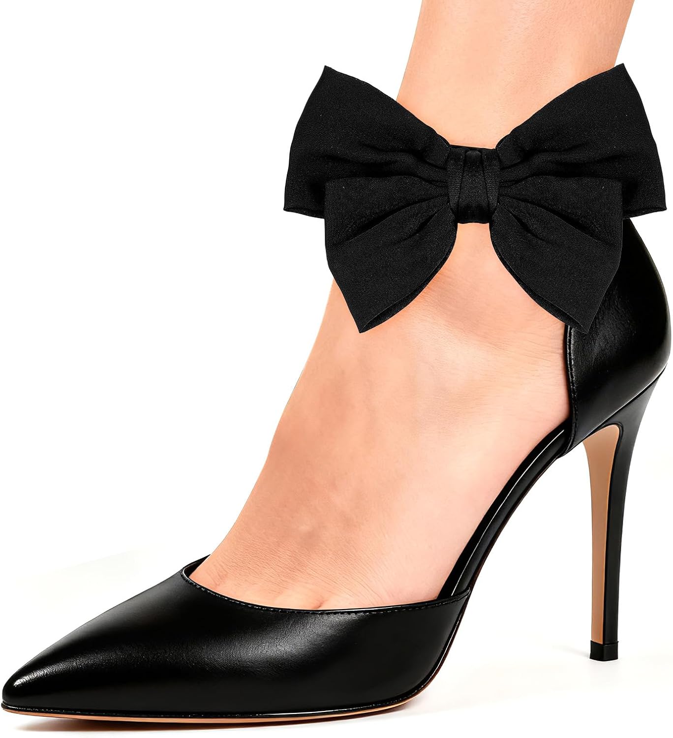 2 PCS Satin Bow Shoe Clips, Removable Black Bow Shoe Buckles for Wedding Party, Elegant Shoes Accessories for Women Shoes Charms for Heels Flats Bags Hair