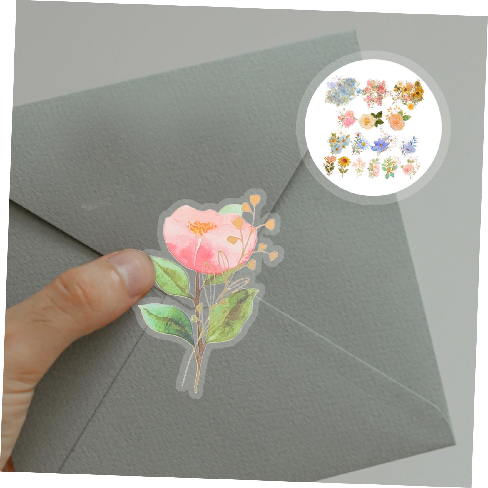 Housoutil 15 Set Adesivi Floreali Decorativi per Scrapbooking Adesivi Trasparenti Impermeabili per Progetti Fai da Te Stile Chic per Album