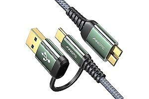 AINOPE USB to Micro-B Hard Drive Cable 1.5FT - 10Gbps Transfer Speed...