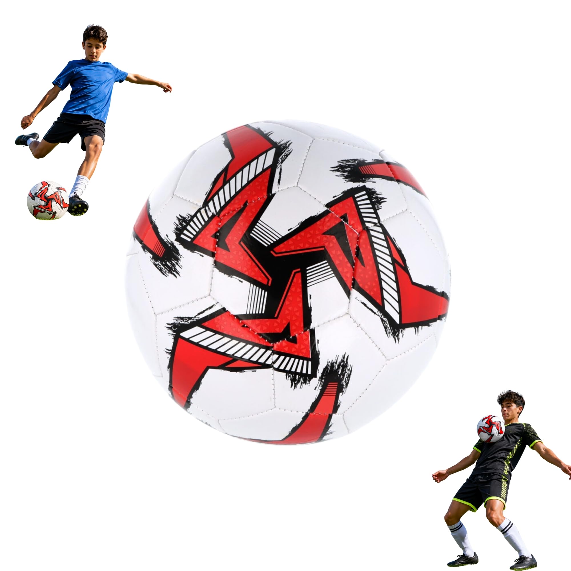 SRV Hub White & Red Size 5 Football, 32 Panel Soccer Ball, Ready to Play, Outdoor Training Football for Match Practice, School PE, Garden Games & Sports Activities โ image 1