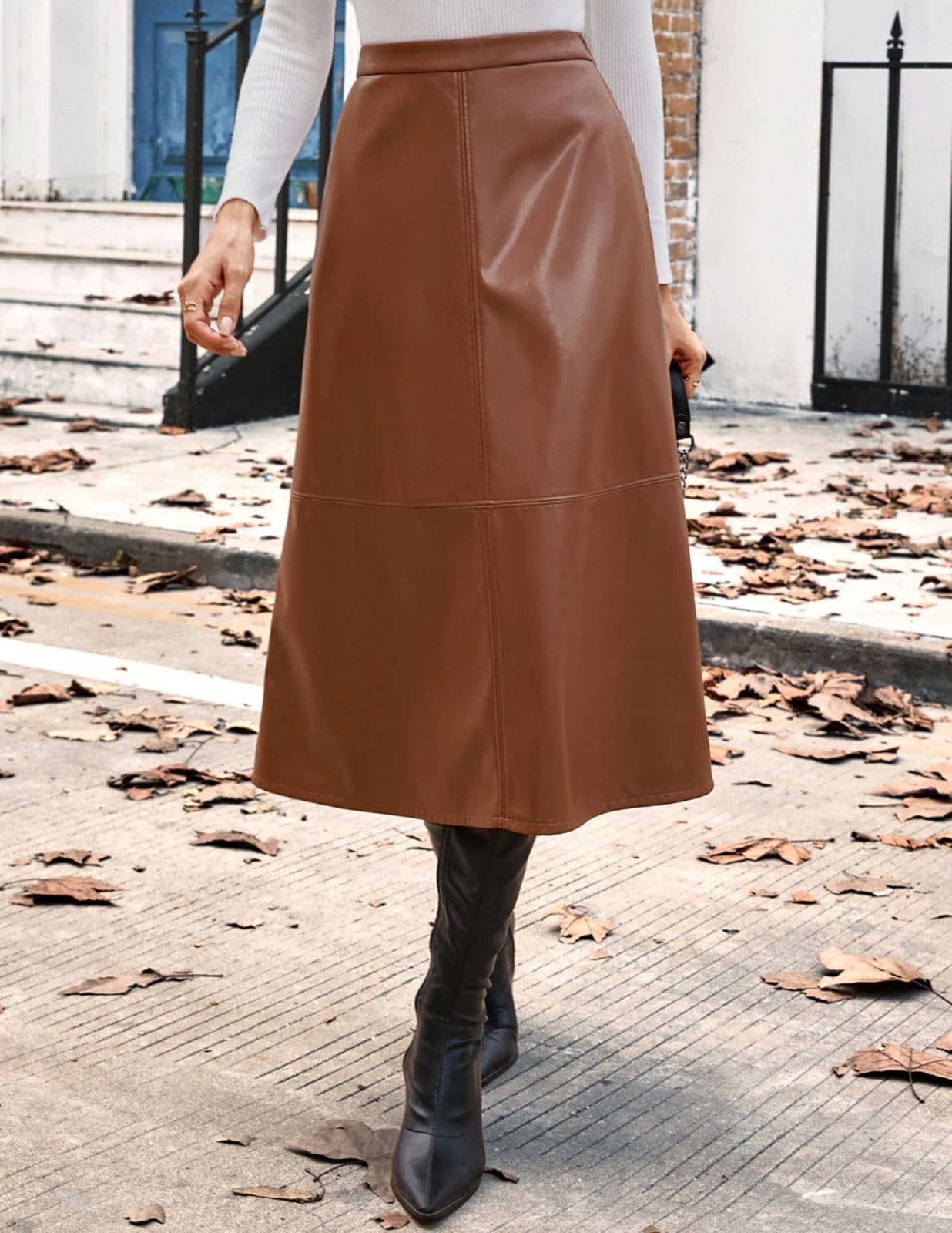 Kate Kasin 2025 Gonne da donna in ecopelle, gonna a vita alta, gonna longuette autunno inverno | Moda Alla Moda Elegante Lavoro Ufficio Affari Abbigliamento Casual Cocktail Dailywear Partito