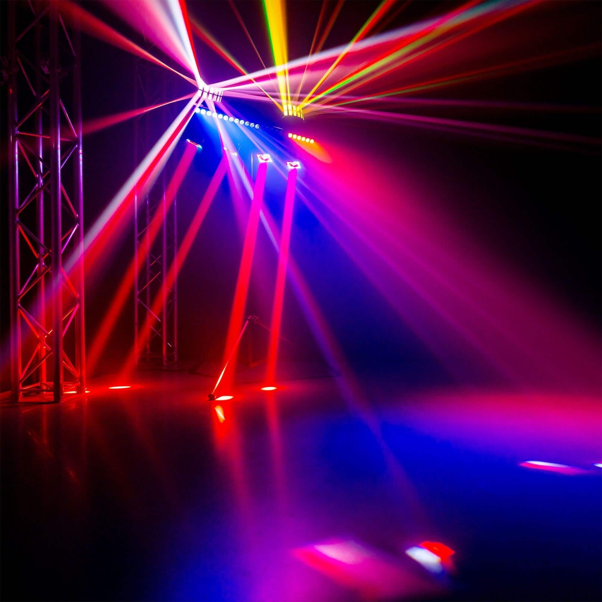 BeamZ ShowBar GO Ultra - LED Partybar, 4x Moving Head, LED Bar Wash Stroboskop, 2x Derbys - DMX Discolicht Partylicht Anlage, Disco Light DJ Equipment - Musikgesteuert, Fernbedienung & Halo-Ring