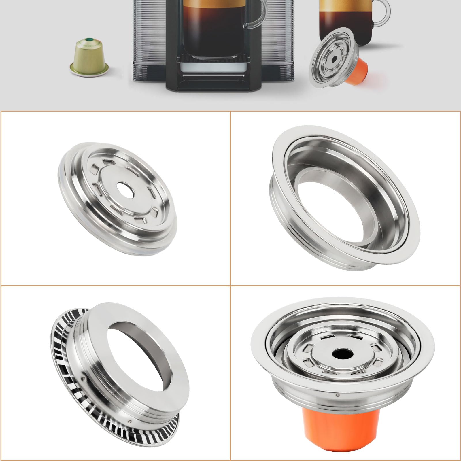 Adattatore riutilizzabile per capsule di caffè da 80 ml, adatto per Nespresso Vertuo