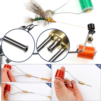 Fly Tying Kit Material Tools Kit Bobbin Fly Hooks Scissors Fly Beads Threader Needle Whip Finisher Fly Fishing Flies Starter Making Kit with Carry Bag