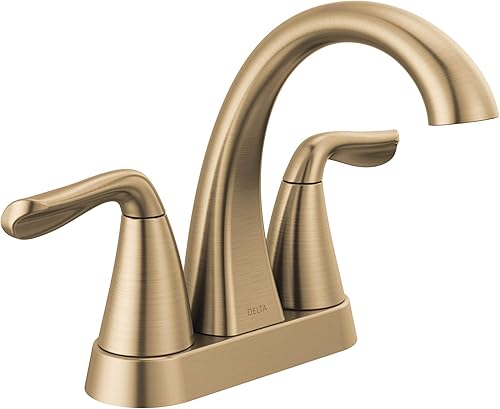 Miniatura 1 de Delta Faucet Arvo - Grifo de baño dorado, grifo de baño central, grifo de fregadero de baño, conjunto de drenaje incluido, bronce champán 25840LF-CZ