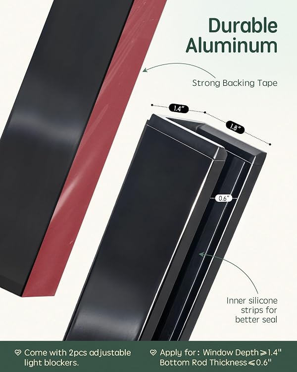 Yoolax Adjustable Aluminum Light Blockers for Window Shades, 2PCS, Black, L by Yoolax - Image 7