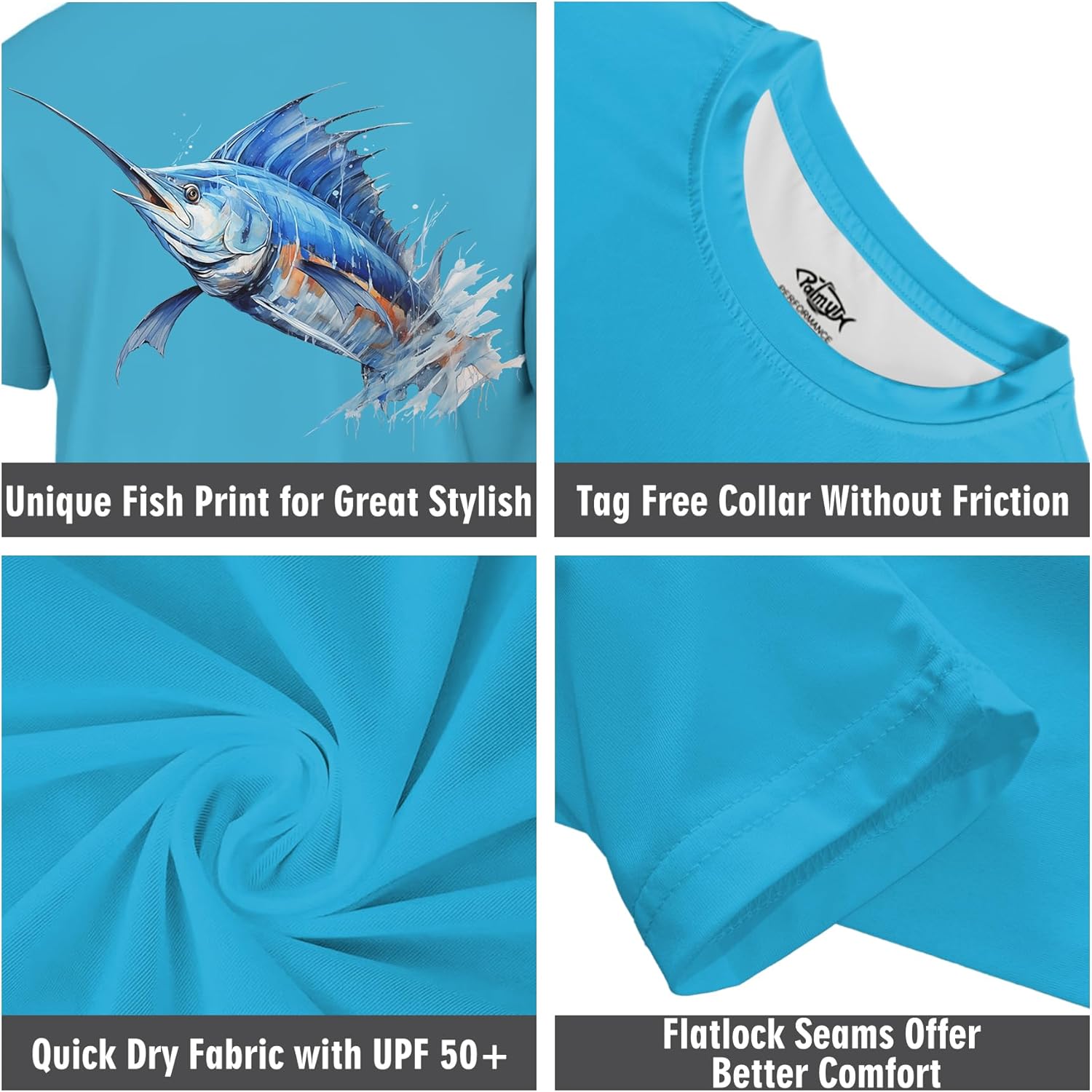 Palmyth Boys Fishing Shirt Short Sleeve UPF 50+ Youth T-Shirt Sun Protection Tee - Image 5