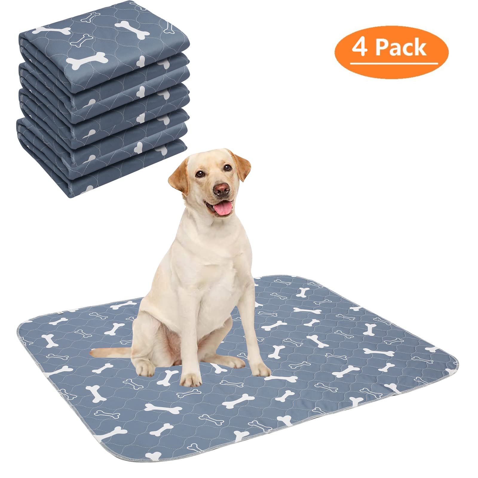 Geyecete Lot de 4 Tapis educateur pour Chien et Chiot, Tapis propreté pour animaux, lavables,Réutilisables,Super absorbant, Pee Pad Anti-fuites,Antidérapants, alèse Pour Chat et Chien-S-Gris-4 pièces