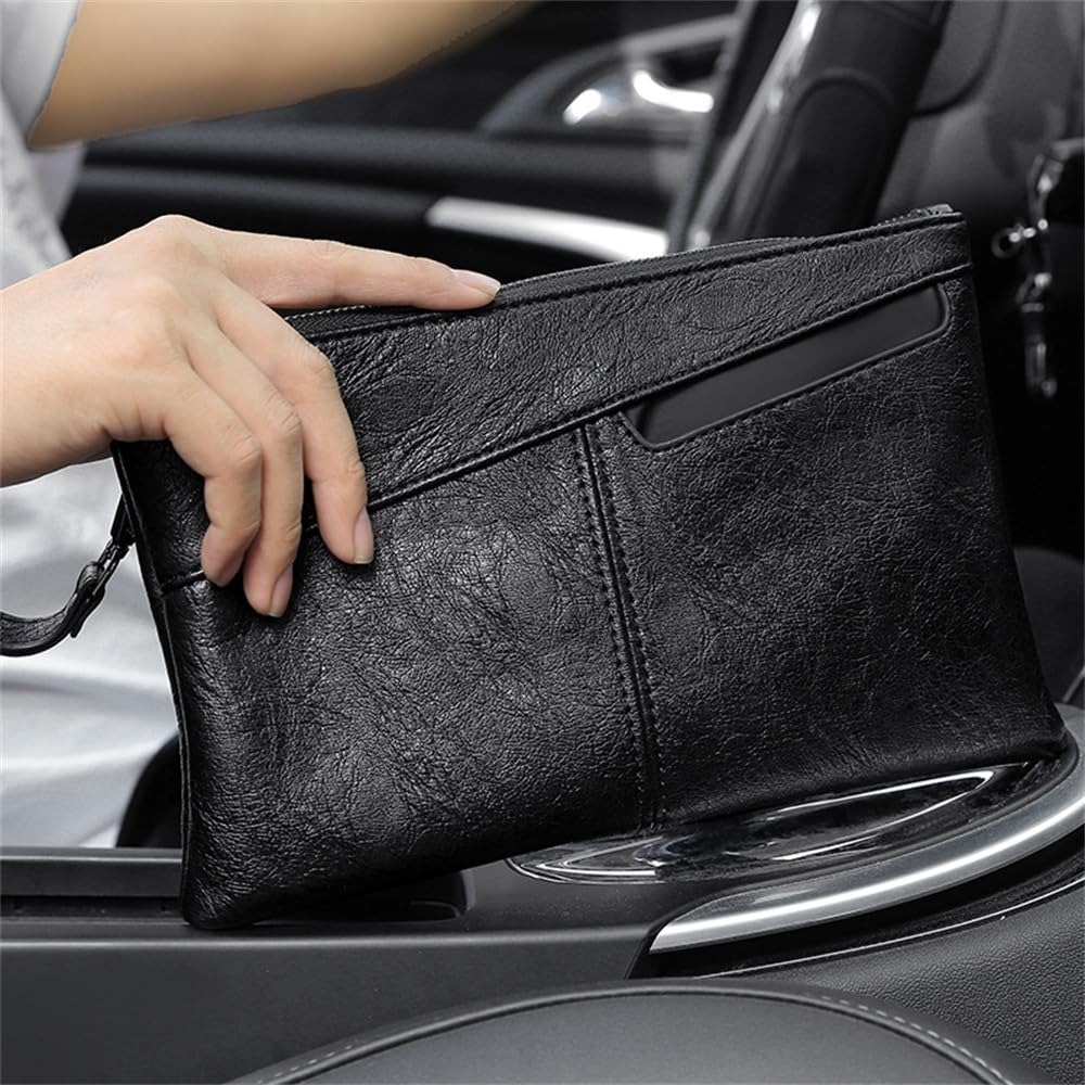 GALSOR Borsa da polso da uomo Pochette da uomo Pochette da uomo Pochette in pelle morbida di grande capacità