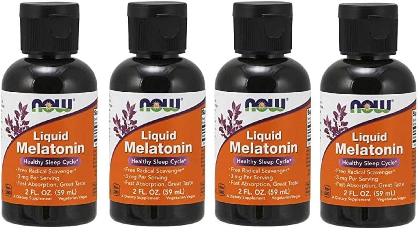 NOW Foods Liquid Melatonin 3mg (Pack of 4) 8 oz. (4 x 2 oz.) Liquid