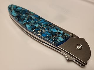 Santa Fe Stoneworks Bonito Turquoise - Turquoise Nugget with black matrix and Bronze - on 1660 plain blade