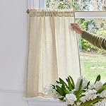 Lazzzy Beige Linen Kitchen Curtains 36 Inch 2 Panels Natural Farmhouse Cafe Tier Curtains Rod Pocket Light Filtering Flax Country Rustic Textured Crude Small Drapes for Bathroom Laundry Room 36x36