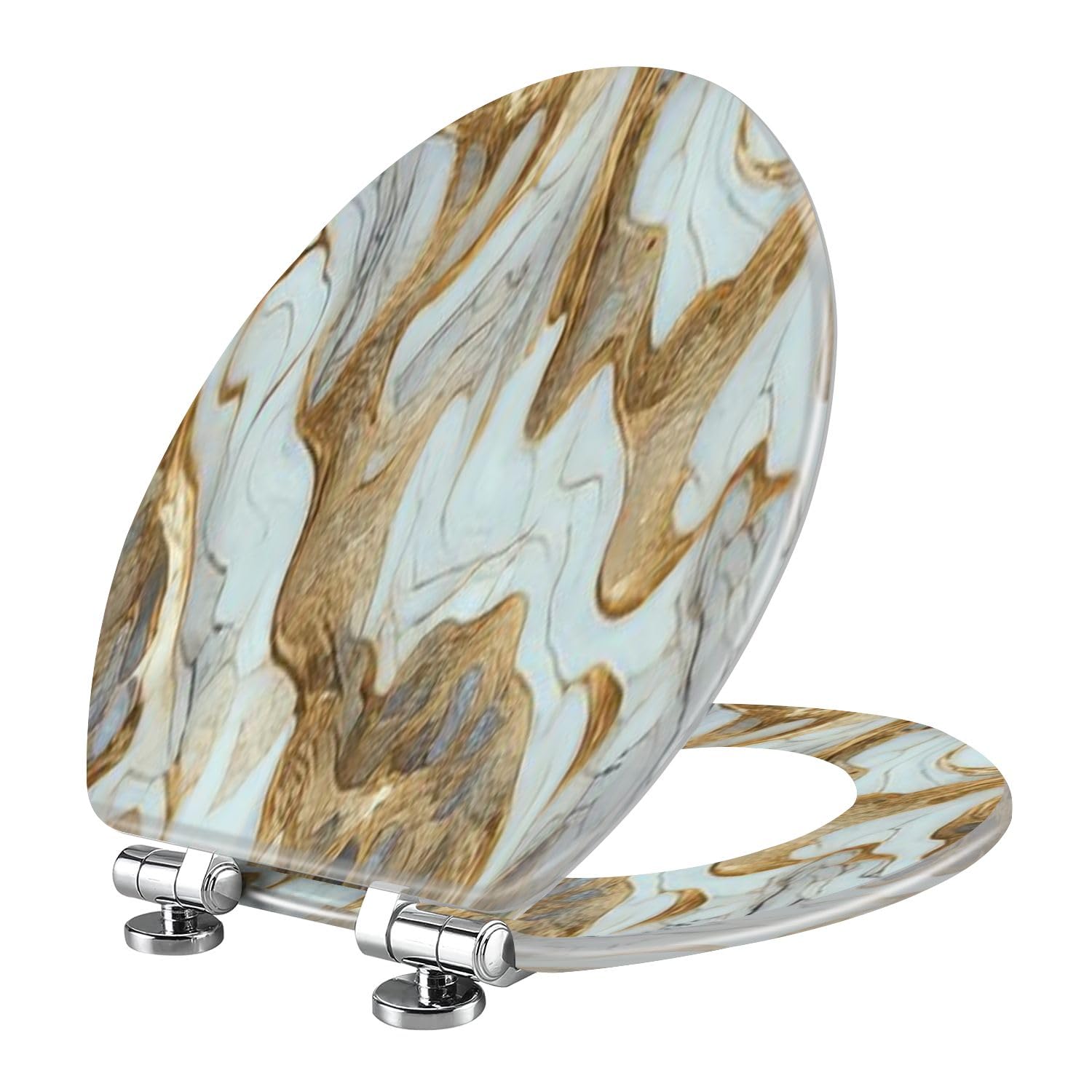 Tazyyzuu Multi7 Violet Lavender Marble Toilet Seat Slow Close Quick-Release Hinges Easy Clean 18.5X14.5 Inches(Multi7)