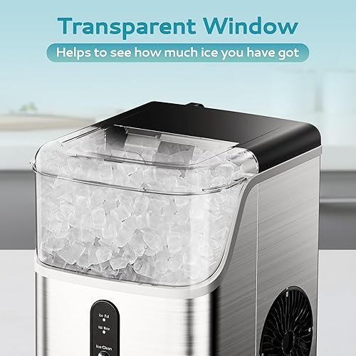 Vista 12 de Euhomy Encimera para hacer hielo, 26 libras/24 horas, 9 cubos listos en 6 minutos, autolimpiante, máquina de hielo potable compacta con cuchara