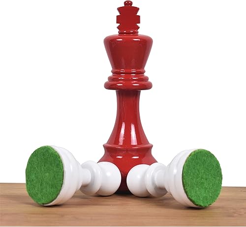 Miniatura 4 de RoyalChessMall-Juego de piezas de ajedrez Staunton pintadas en rojo y blanco marfil de 3.8 pulgadas, madera ponderada