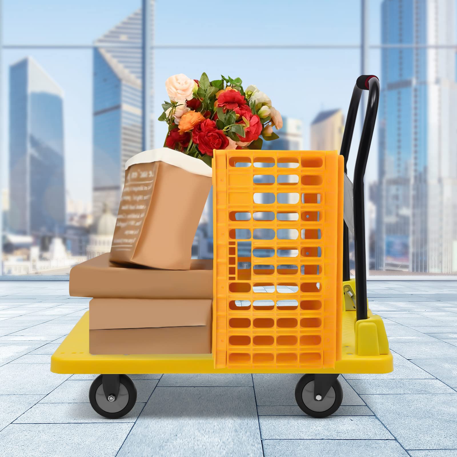 Carro de transporte plegable de 400 kg para almacenamiento, sobre, entrega urgente, lugar de mudanza, en oficinas, empresas, apartamentos, 58 x 87 cm, mango ergonómico