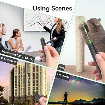 MIPREZT [2 Packs Professional Rechargeable Green Line Light Flashlight Long Distance Range for TV/LED/LCD Screens Tactical Flashlights Presentation Office/Outdoors/Astronomic/Construction [006]