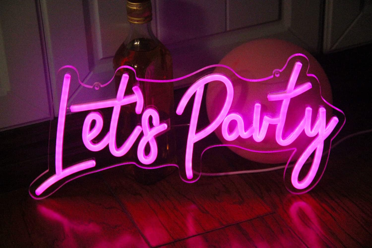 DAKABUKA Lets Party Neon Sign Pink LED Neon Let's Party Light Signs for Wall Decor Bachelorette Party Wedding Engagement Birthday Party With Dimmabel Switch (16 * 7.6inches) 5V USB - Image 4