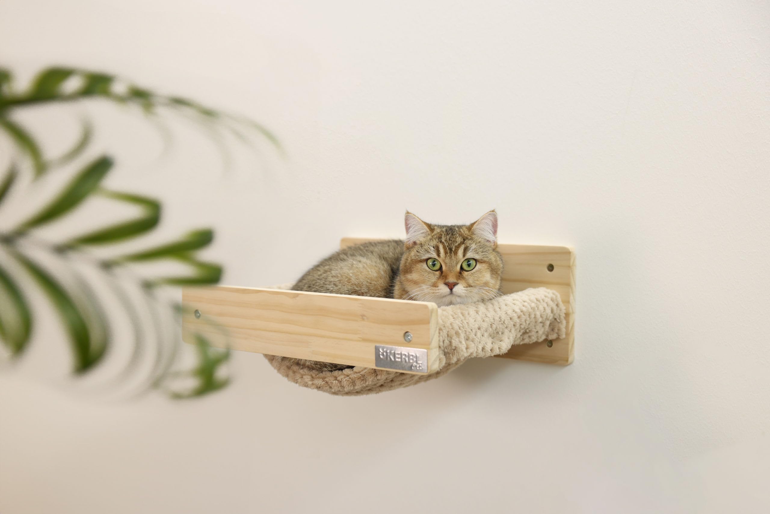 Kerbl Hobbyfarming Wall-Mounted Hammock Timber, 38X33.5X16 cm, Natural/Taupe, Natural|Taupe, 38x33,5x16cm - Image 3
