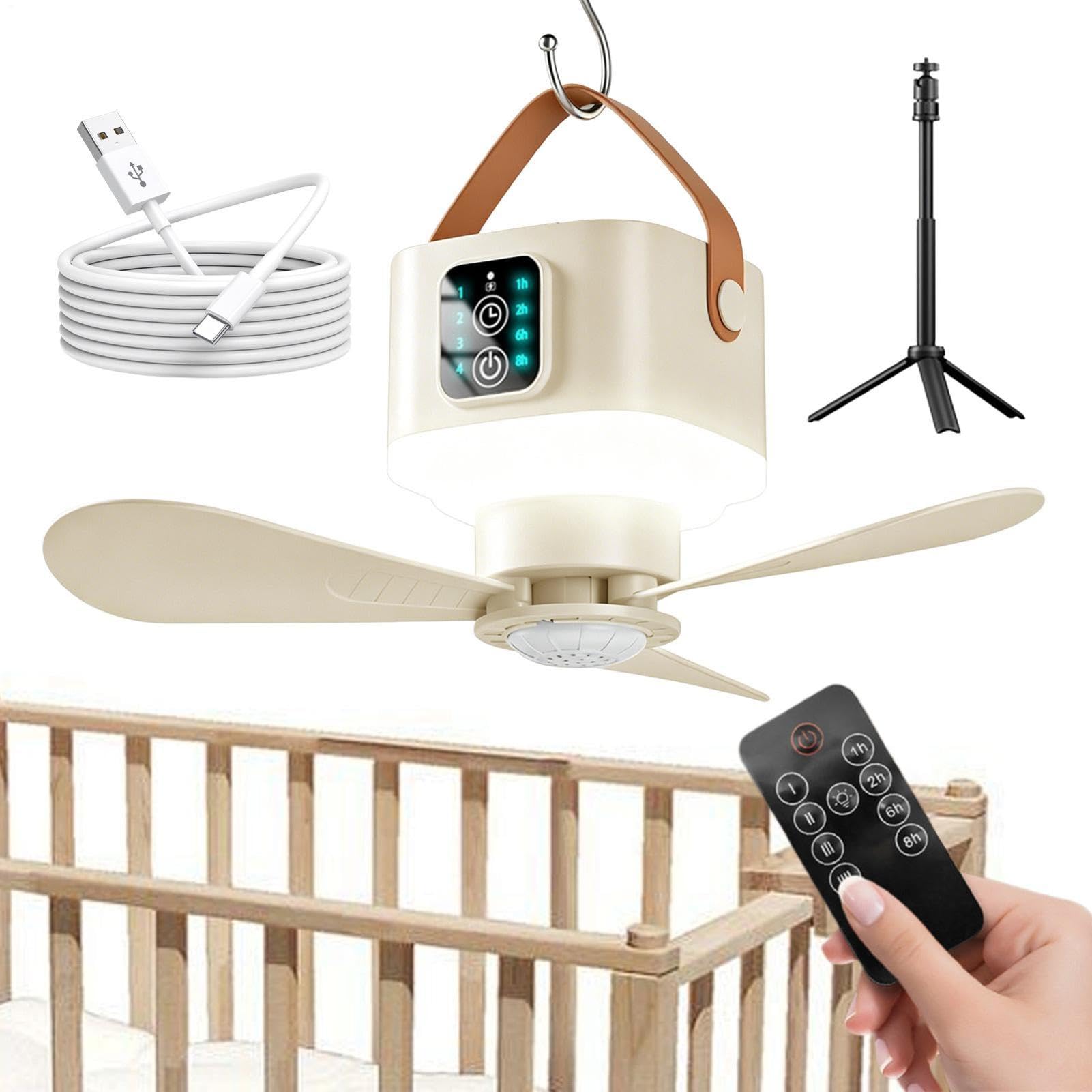 Ventilatore Da Soffitto Campeggio Lampada Ricaricabile 3600 mAh Telecomando