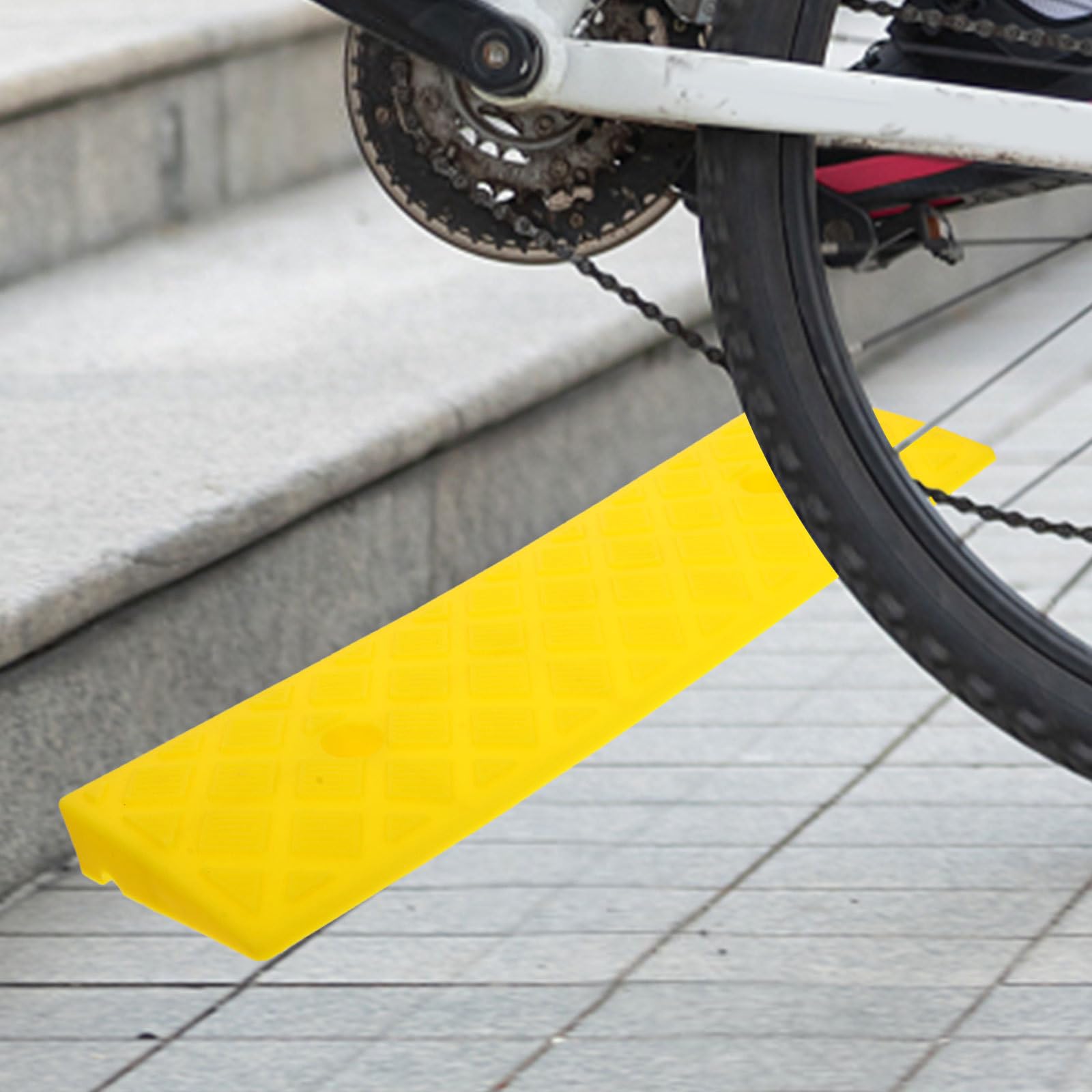 ifundom Rampa di Soglia in Plastica Gialla 50x13cm per Mobili Ruote o Biciclette 2 Pezzi Resistente All'usura per Casa e Lavoro