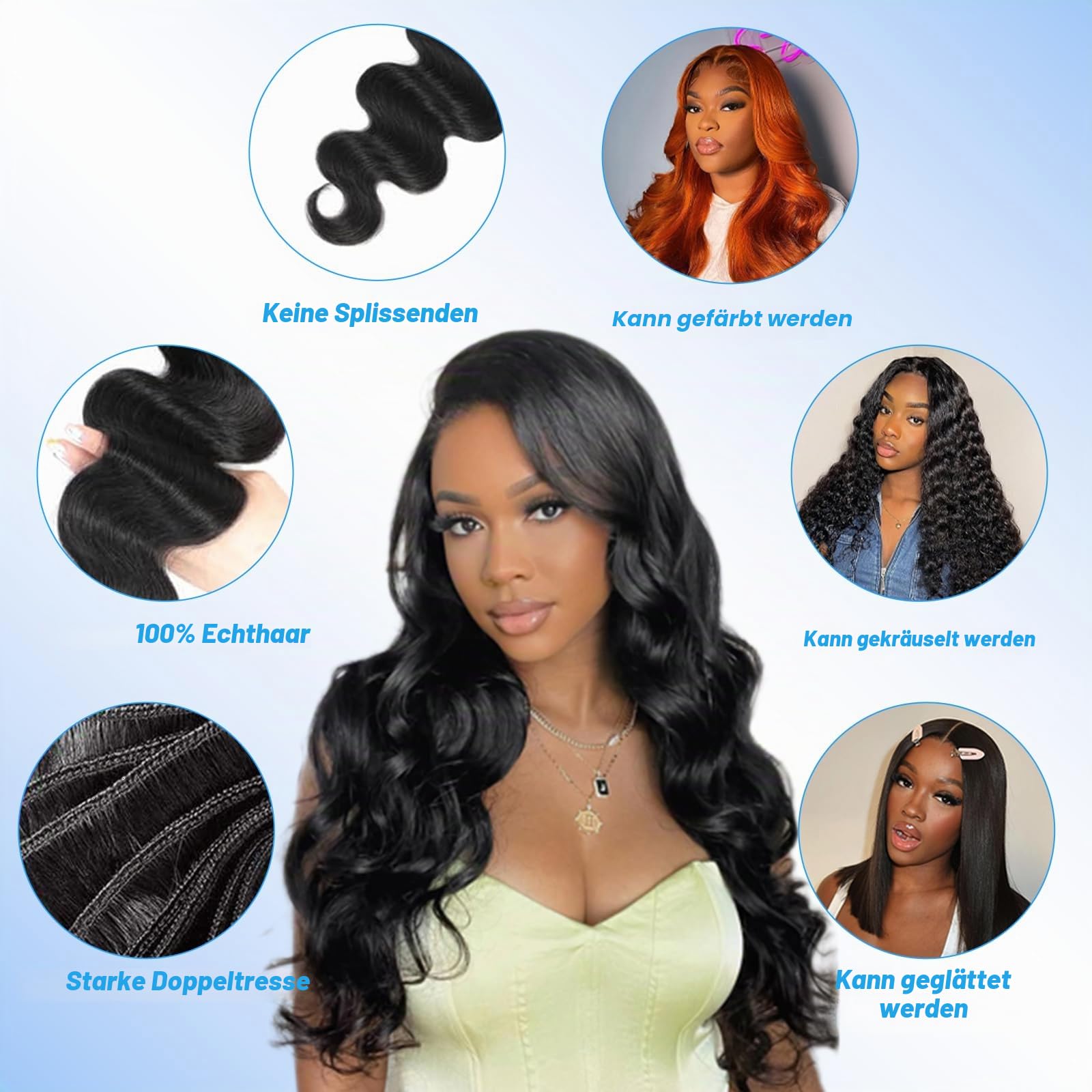 Human Hair Bundles Body Wave Brazilian Weave Hair Extensions 20 22 24 inch | 3 Bundles 100% Unprocessed Body Wave Hair Extensions Brazilian Weave Bundles for Black Women Natural Color 210g