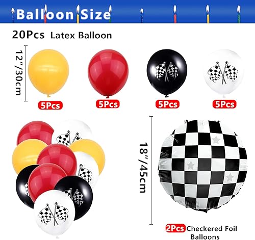 Miniatura 3 de Decoraciones de fiesta de cumpleaños de coche de carreras, pancarta de cumpleaños de carreras, globos de bandera a cuadros, recortes de señales de