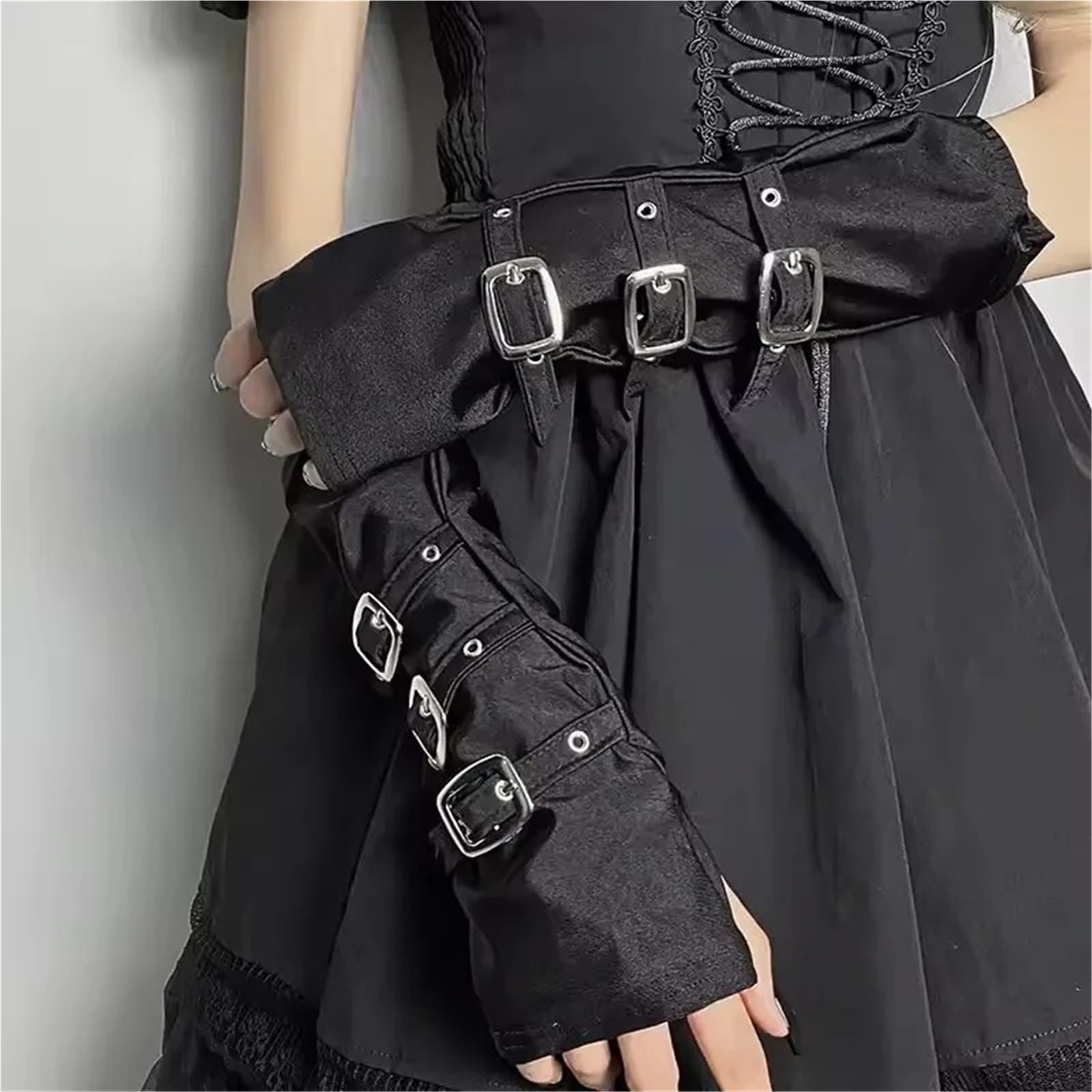 Guantes sin Dedos de Licra con Hebillas y Estilo Punk for Mujer, Estilo Lolita, for Cosplay, actuaciones en Escenario, Baile Callejero. para Mujeres para Cosplay, Fiesta, Carnaval