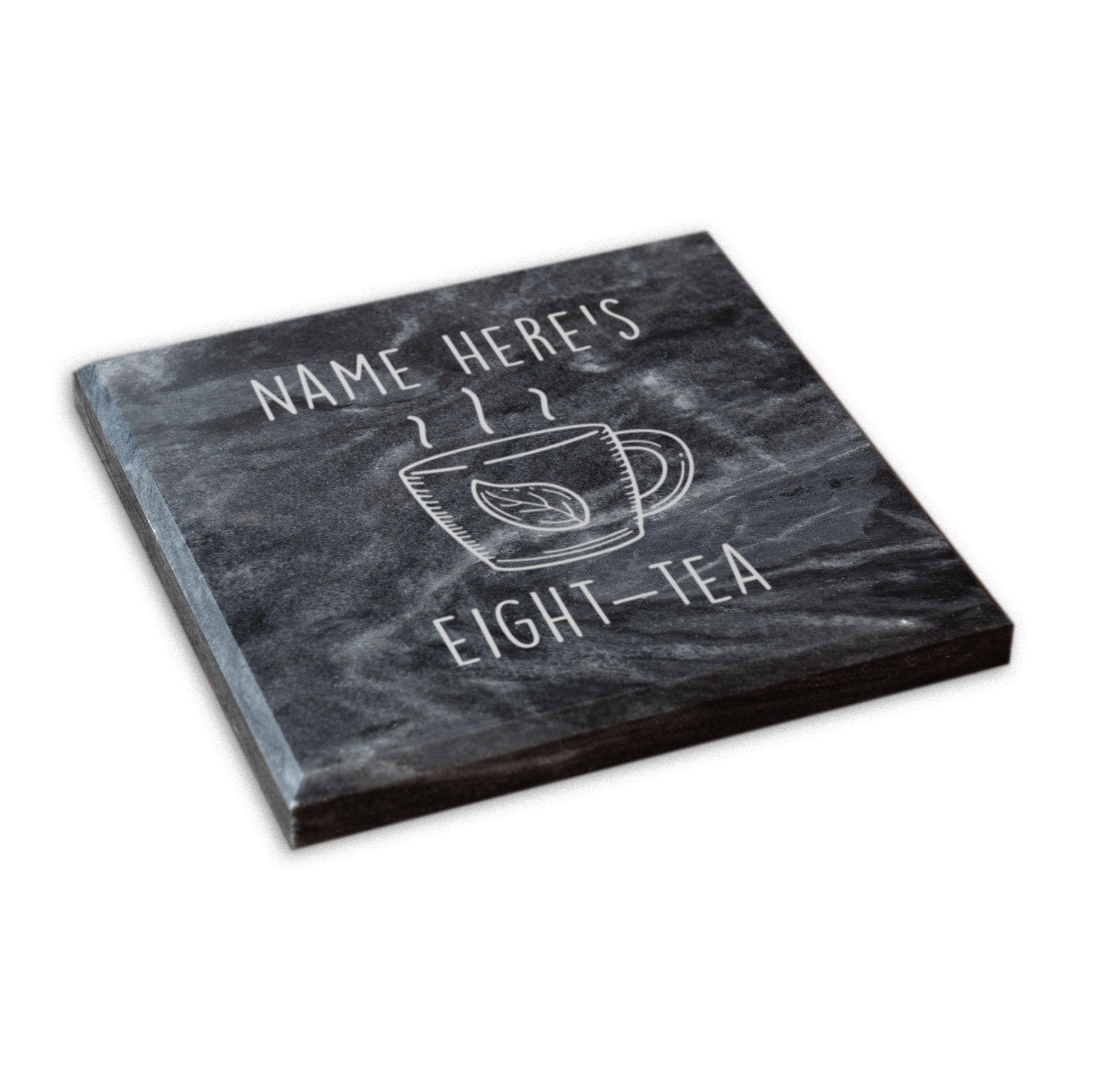 A1 Graphics Ltd Black Eight Tea Solid Marble Coaster Drink Coaster Personalised 80Th Birthday Gift (Black)