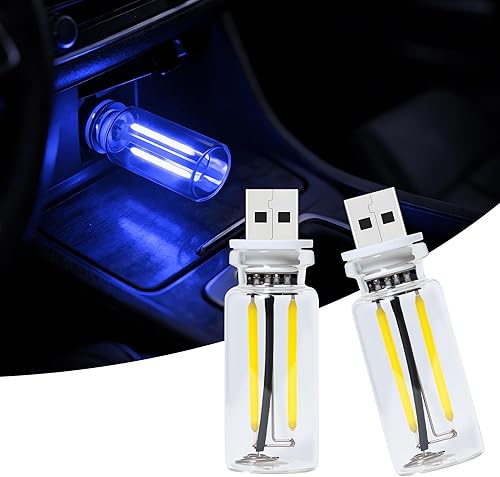 Luz nocturna USB regulable al tacto para automóvil, paquete de 2 lámparas de filamento LED retro para interior de camión, dormitorio y campamento,