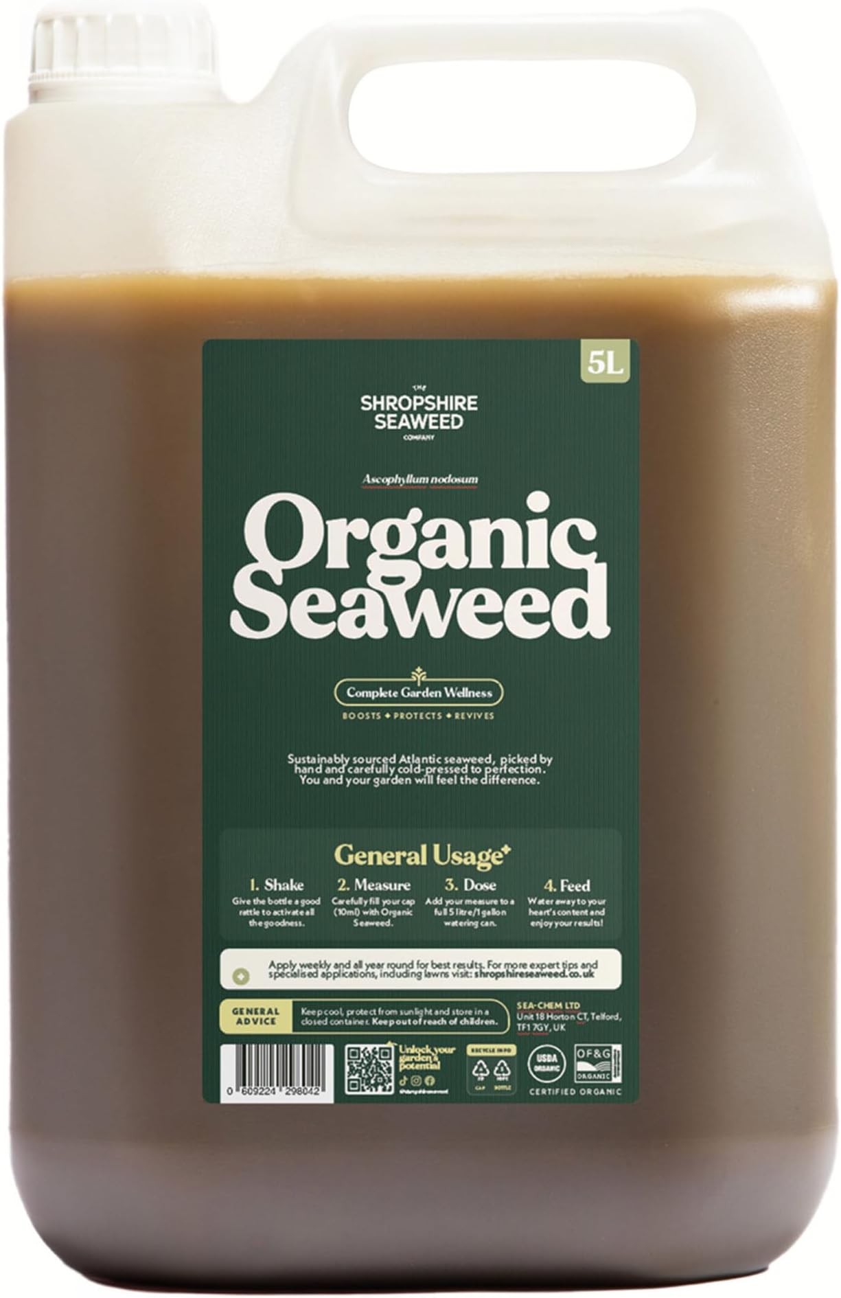– The Shropshire Seaweed Company - Certified Organic Plant Food & Lawn Feed - Promotes Growth, Enhances Roots & Soil Health. Sustainably Sourced from Ireland Liquid Organic Seaweed Fertilizer 5L