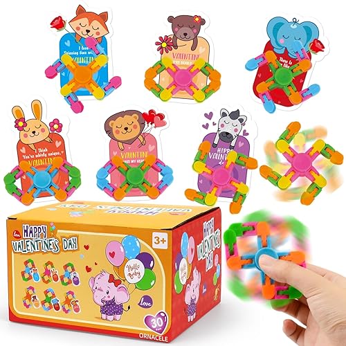 32 tarjetas de intercambio para el día de San Valentín para niños  Wacky Tracks Fidget Spinner con tarjetas de felicitación del día de San Valentín
