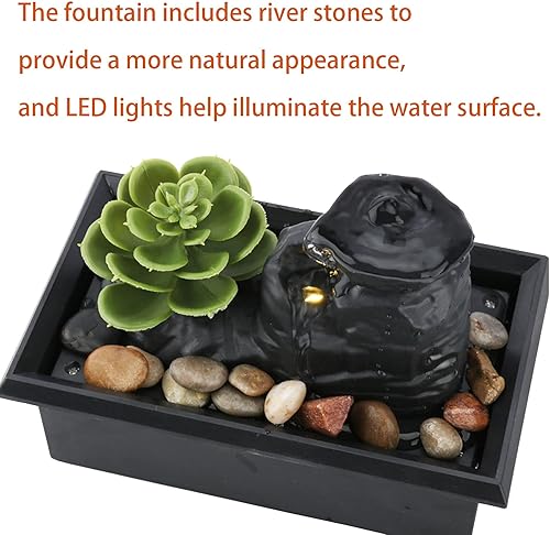 Miniatura 5 de Fuente de agua para interiores, fuente de escritorio en cascada, ganar dinero y decoración de agua de la suerte de Feng Shui, para decoración de