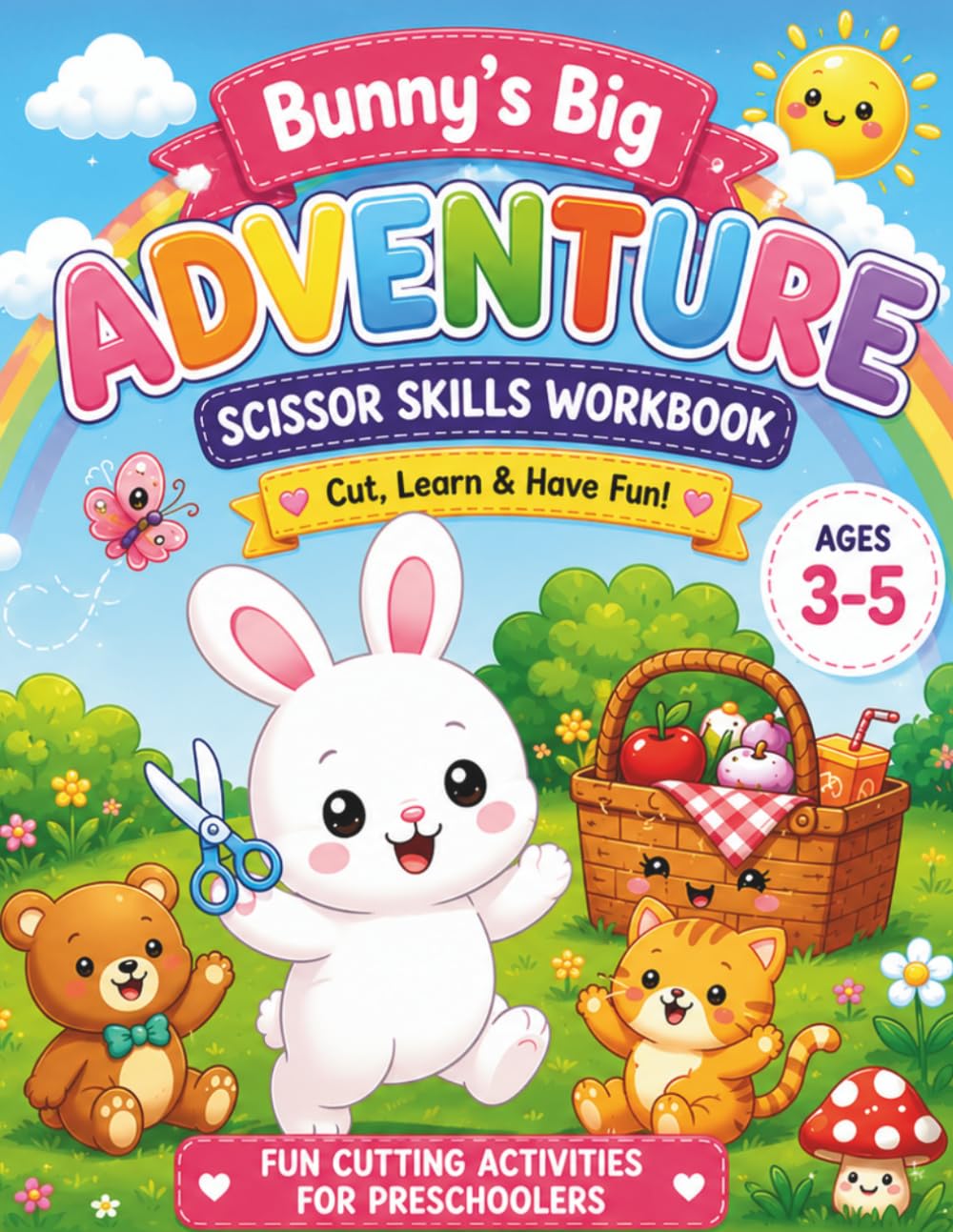 My First Cut & Glue Workbook for Preschoolers Bunny’s Big Adventure: Fun Scissor Skills, Cut & Paste, and Fine Motor Activities for Kids Ages 3-5 (Bunny’s Big Adventure Learning Books)