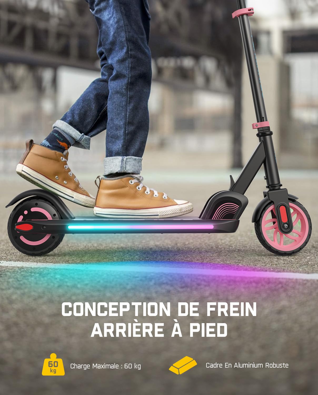 FanttikRide C9 Apex Trottinette Électrique Enfant, Bluetooth | Haut-Parleur Bluetooth, Lumières Arc-en-Ciel, 8/13/16 km/h, Autonomie 8 km, Hauteur Réglable, Pliable, jusqu'à 60 kg