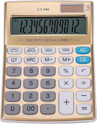 Calculadora Calculadora de escritorio de función estándar Calculadora portátil de energía solar de 12 dígitos Pantalla LCD grande Calculadora de