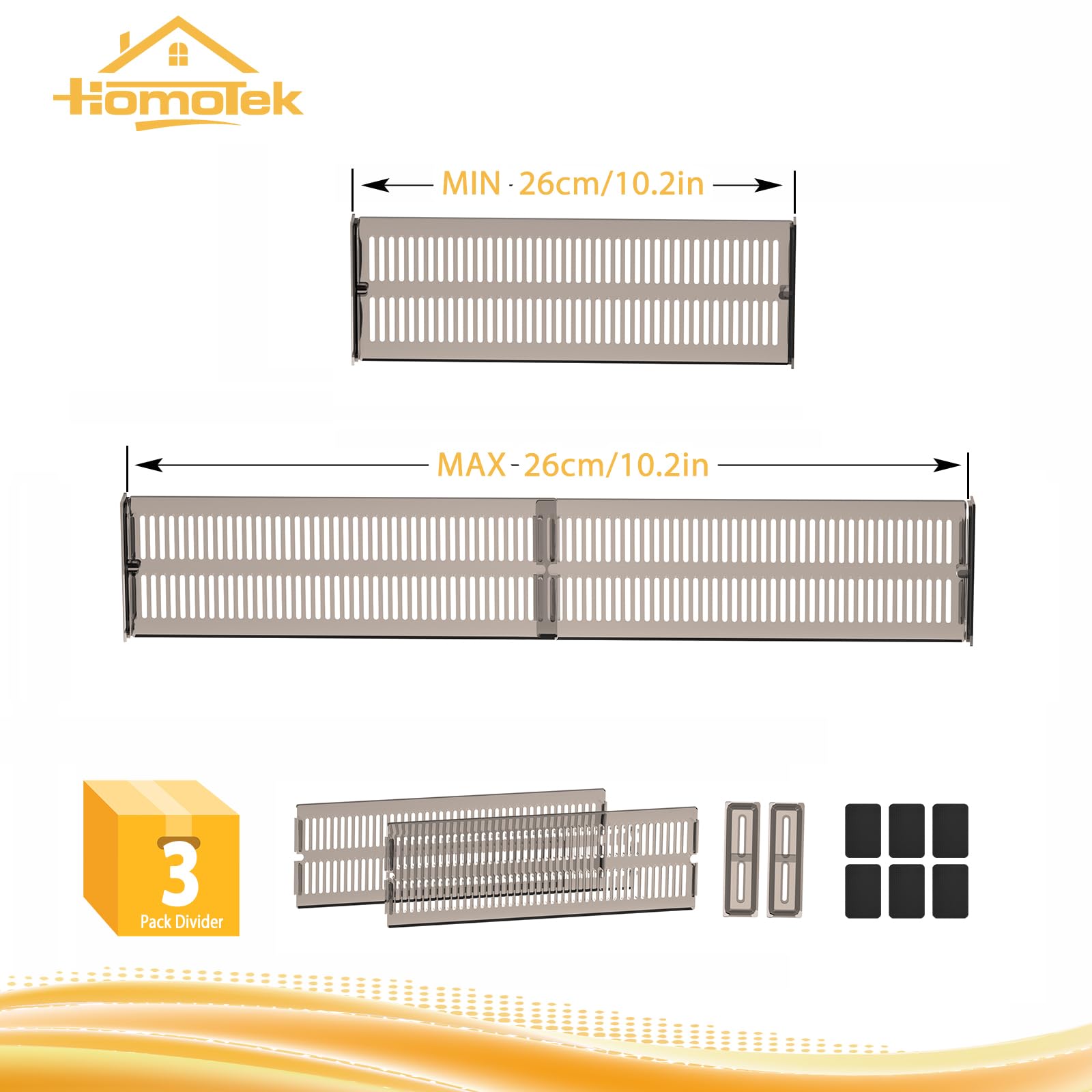 HOMOTEK 3 Pack Drawer Dividers, 3-1/8