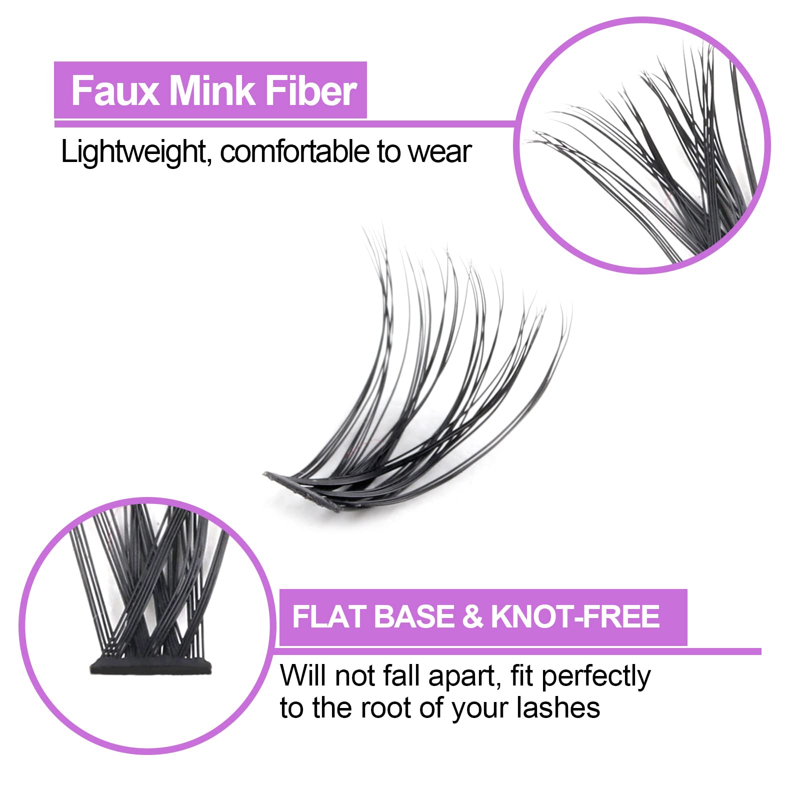 Cluster Eyelash 240pcs 40D 0.07 D Curl 9mm Cluster Eyelashes Extensions - Image 2