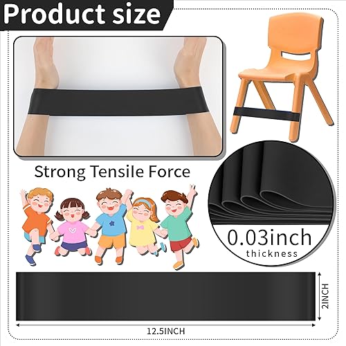 Miniatura 3 de 12 bandas para sillas para niños con pies inquietos para sillas, herramientas de TDAH, asientos flexibles para aula elemental (negro)