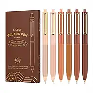 Gel Pens,6 Pcs Quick Drying Black Ink Medium Point 0.7mm Pens,Smooth Writing Pens with Silicone Sheath,Silent Click Pen Set for Journaling Note Taking (style_1)