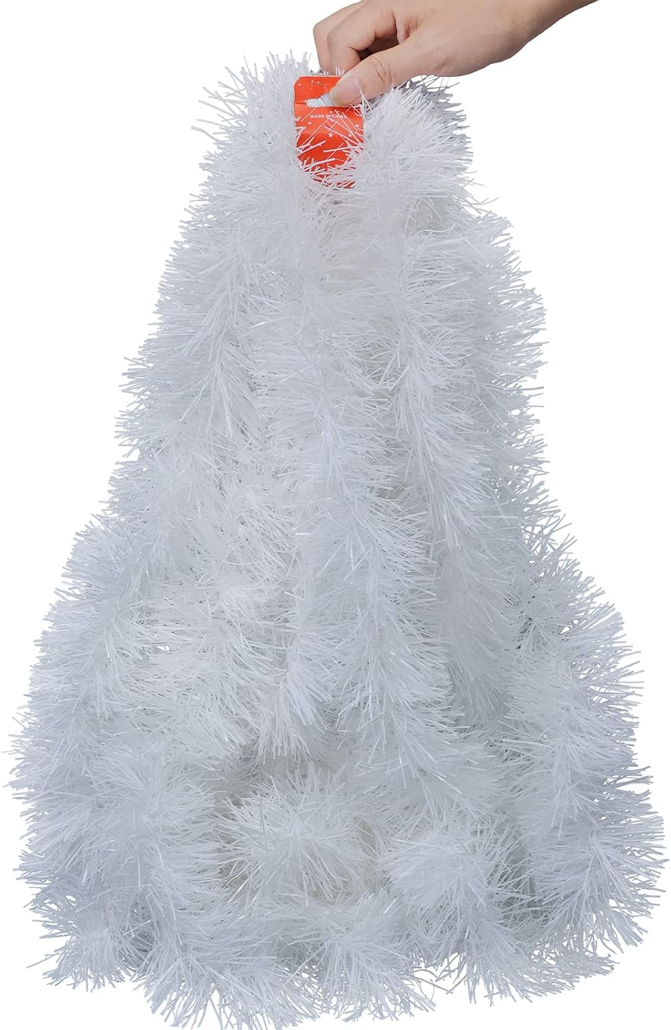 YYJUNYING Tinsel Christmas Decorations，32.8 Feet white tinsel for