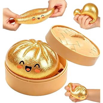 Glitter Dumpling Squishy, Dumplings Squishy Mystery Box, Stress Ball Fidget Toys, Sensory Anti Stress Toy Squishies for Child