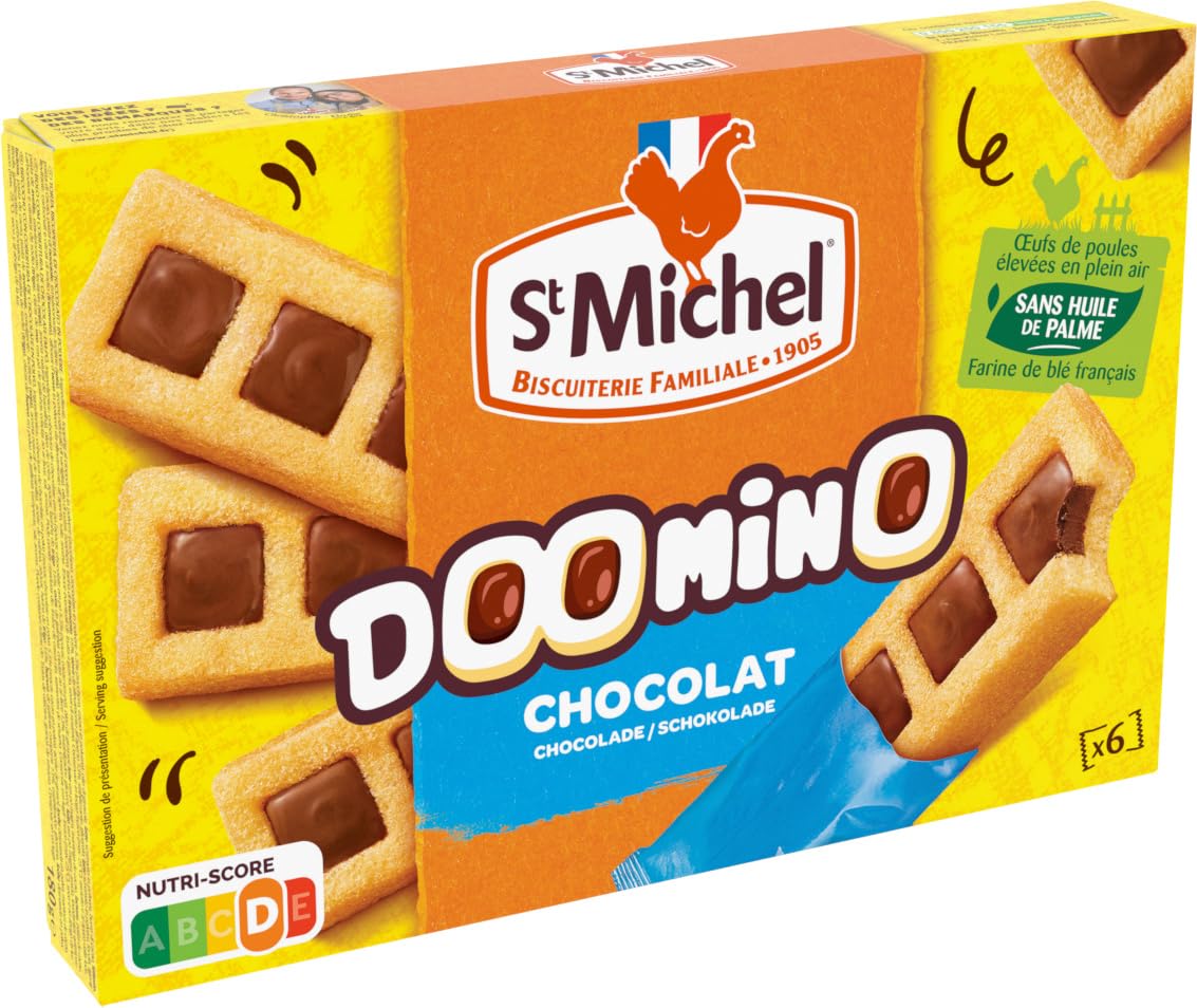 St Michel Doomino Chocolate 180 g – Deliciosas galletas de chocolate – 9 paquetes de 180 g