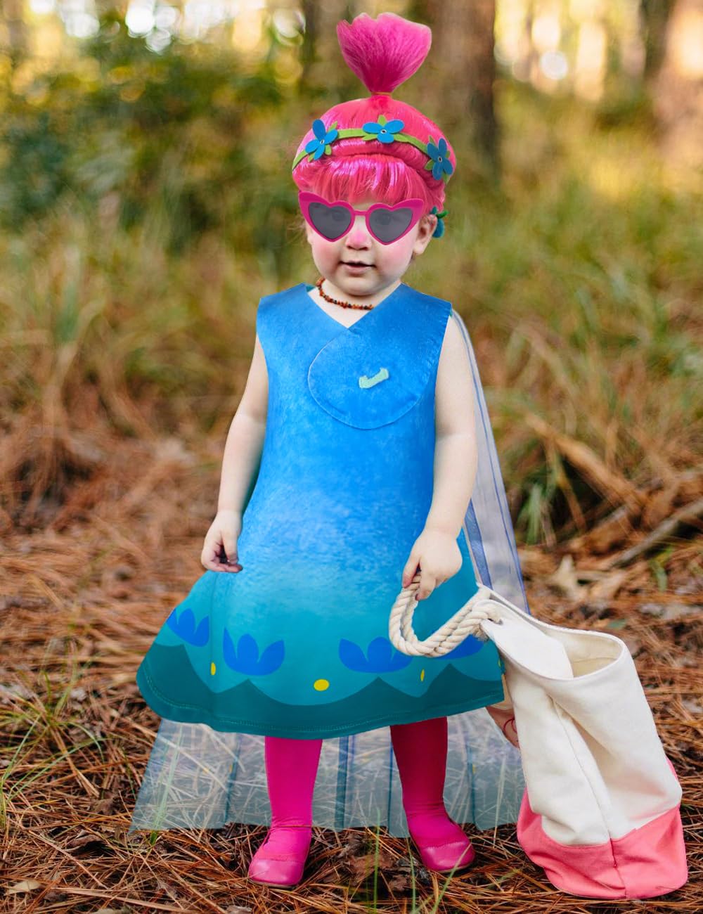 LZH Poppy Costume Dress For Girls Kids Cospaly Poppy Princess Halloween Dress Up With Wigs Glasses Gloves Socks - Image 2